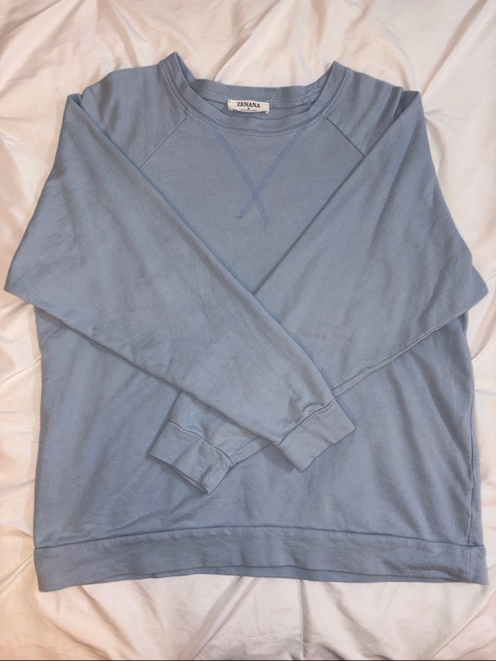 Zenana Outfitters Women’s Dusty Blue Crewneck Sweater